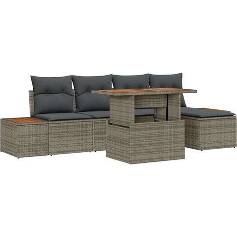 Garden Sofa Set with Storage 6 pcs Grey Poly rattan vidaXL (1/5)