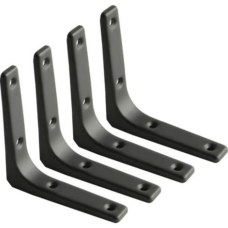 Équerre Étagère Murale, Équerre Métal Mat Noir, Support Étagère Métal pour Déco Cusine, Équerre Charge Lourde, 100mm100mm, 4pcs (1/4)