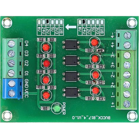 Optocoupler Isolation Board, PCB Material, 24V to 5V Signal Converter, 4-Channel Module for PLC and Industrial Applications (1/5)