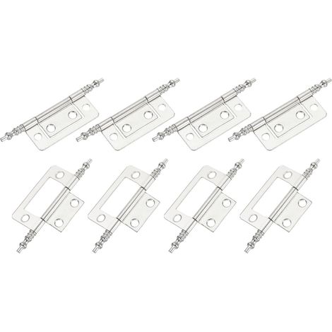 Charnières Sans Mortaise, 8pcs Charnières De Porte En Fer Pour Meuble De Porte D'armoire Quincaillerie De Meuble (Argent, 3.43 x 0.75inch) (1/5)