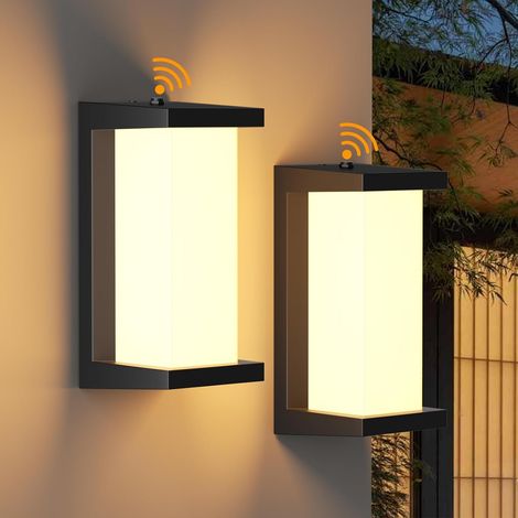 Set mit 2 Außenwandleuchten mit Bewegungsmelder, moderne, wasserdichte Verandaleuchten, LED-Sensorbeleuchtung für Haus und Garten