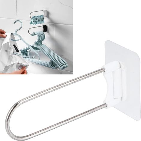 Organisateur Mural pour Cintres en Acier Inoxydable, Pratique et Gain de Place, Parfait pour Salle de Bain et Balcon (1/5)