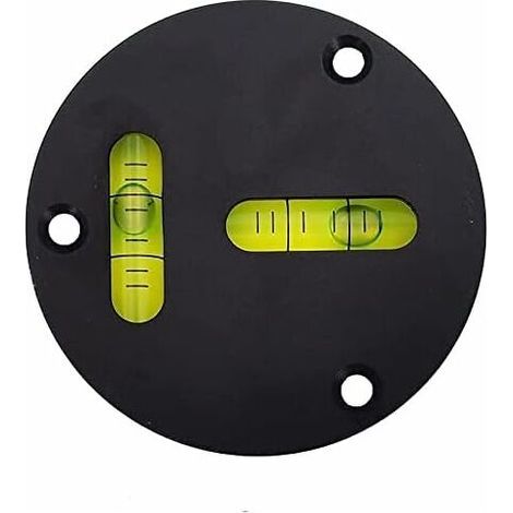 Niveau universel en métal rond horizontal à bulles type T - Niveau en métal - Diamètre : 60 mm - Précision : 2 mm - Peut être fixé avec des trous de vis (noir) (1/5)