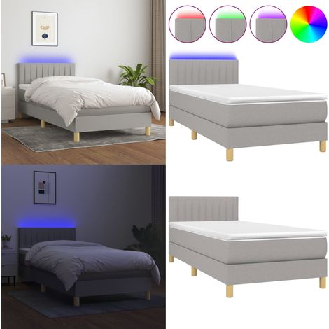 Boxspringbett mit Matratze & LED Hellgrau 90x190 cm Stoff - Boxspringbett - Doppelbett - Schlafsofa - Lattenrost - Bettauflage - Home & Living (1/5)