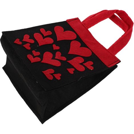 Paquet Cabas Réutilisable en Toile à Motif Cœur avec Anse Taille Moyenne Paquet Présent Saint-Valentin Écologique pour Emballage et Décoration de Mariage pour Fêtes et Invités (1/5)