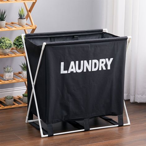 Black Large Foldable Folding Laundry Basket Washing Basket Lightweight (1/5)