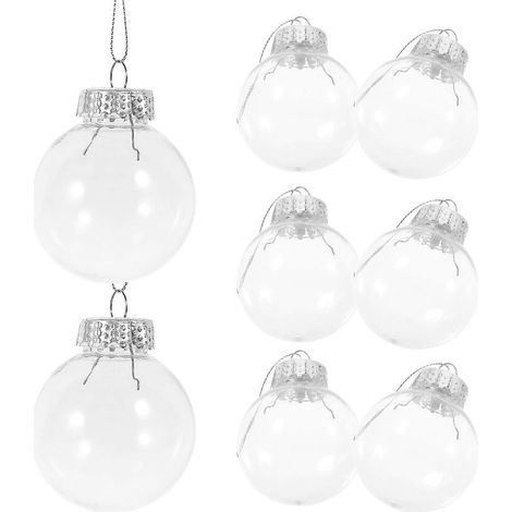 Boules de Noël transparentes en plastique, décorations de fêtes, lot de 10 (1/5)