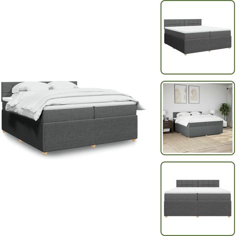 Sommier à lattes de lit avec matelas Gris foncé 200x200cm Tissu - Sommier À Lattes De Lit - Sommiers À Lattes De Lit - Lit - Meuble De Chambre À Coucher (1/5)