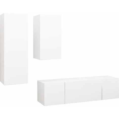 Maison Exclusive - Set di Mobili Porta TV 4 pz Bianco in Legno Multistrato (1/5)