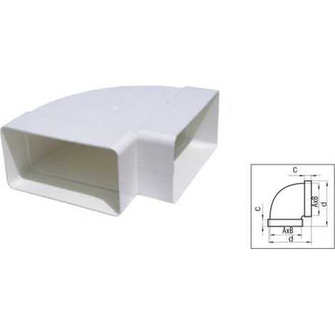 CURVA PIANA RETTANGOLARE 60X120 BIANCO PER TUBI AERAZIONE CAPPA (34812)