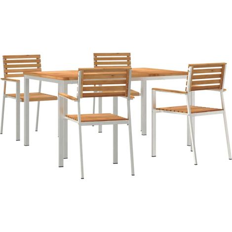 Maison Exclusive - Garten Essgruppe 5 pcs Massives Teakholz und E