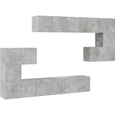 Maison Exclusive - 10-tlg. TV-Schrank-Set Betongrau Holzwerkstoff (1/5)