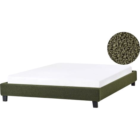 Bed without Headboard Boucle ROANNE 140 x 200 cm (EU Double) Dark Green (1/5)