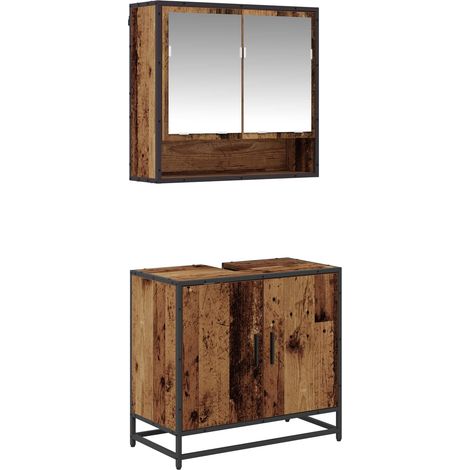 Maison Exclusive - Badezimmermöbel-Set mit Regal 2 pcs Altholz Ho