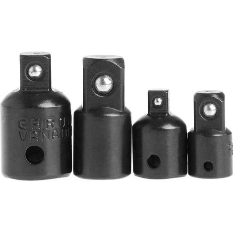 Adaptateur à cliquet 4 pièces, douille à impact en acier Cr-V 1/4", 3/8", 1/2", outil de réduction de transmission pour clés à chocs pneumatiques (1/5)