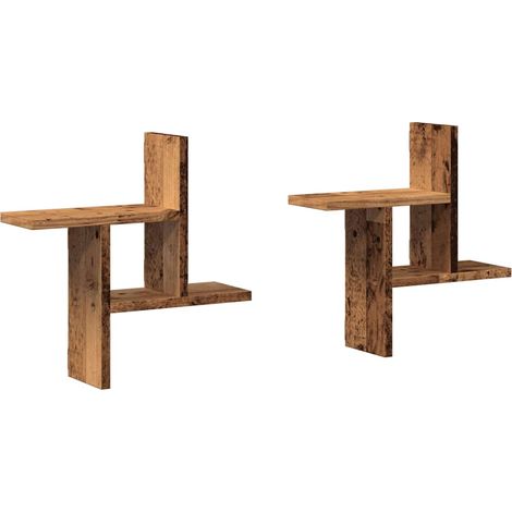 Wall Shelves 2 pcs Old Wood 38x12x38 cm Engineered Wood vidaXL (1/5)