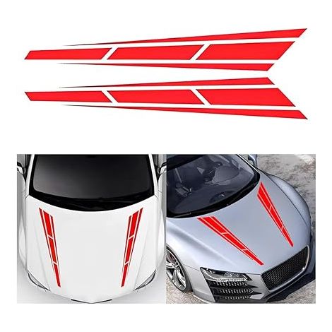 Lntyq 4-teiliger Streifenaufkleber für die Motorhaube, modifizierte Aufkleberdekoration, universeller Autorennen-Streifenaufkleber aus Vinyl, modifizierte Aufkleberdekoration für Autos, SUV-Fahrzeuge (1/5)
