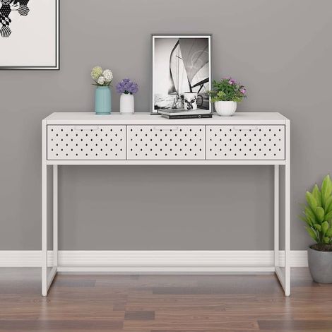 vidaXL Table console Blanc 106x35x75 cm Acier (1/5)