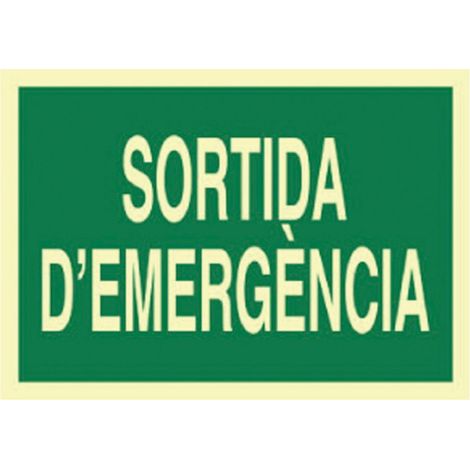 Señal luminiscente 297x210mm para salida de emergencia, alta visibilidad.