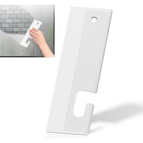 Raclette de Douche, raclette pour vitres de Voiture, Petite raclette pour Portes en Verre de Douche, fenêtres de Voiture, lavabo, comptoir de Cuisine, évier, etc. (Blanc) (1/5)