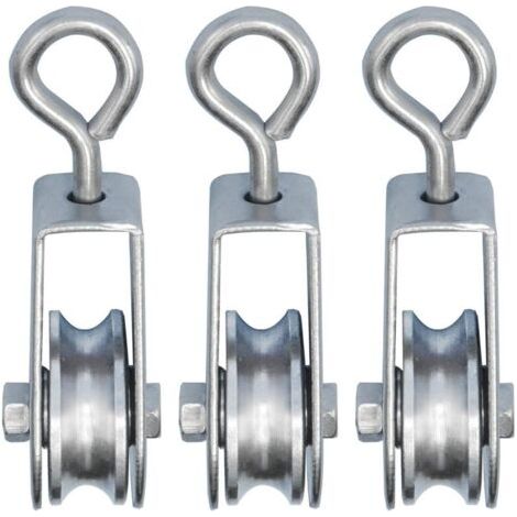Lot de 3 mini poulies avec roulements à billes – Charge 30kg – Ø 28mm pour corde de 6mm – Acier galvanisé antirouille (1/4)