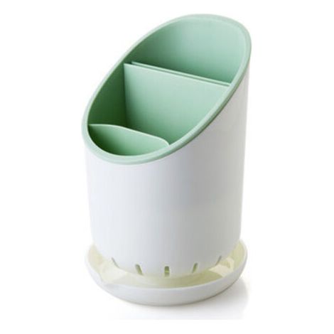 Escurridor de cubiertos, organizador de fregadero, organizador de cubiertos y cuchillos con escurridor - Verde (1/3)