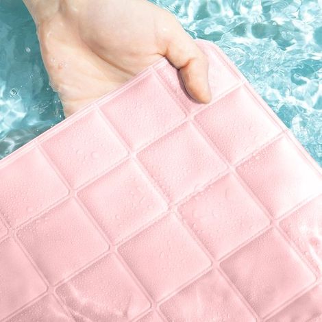 Große Kühlmatte für Katzen – Weiche Kühlmatte – Haustierkissen – 40 x 40 cm – Ideal für warme Jahreszeiten – Rosa (1/4)