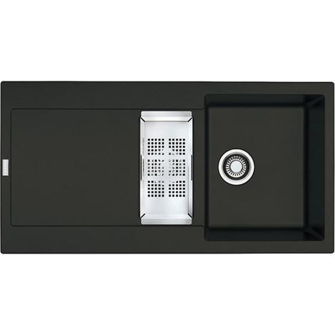 Franke Einbauspüle Maris MRG 651-97 Fragranit+ Black Matt, Excenterbedienung (Druckknopf)