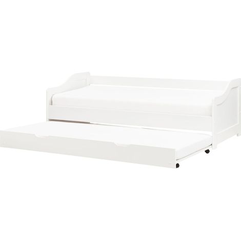 Trundle Bed Pine Wood LUNERAY 90 x 200 cm (EU Single) White