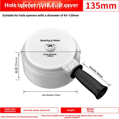 Marteau perforateur avec poignée capuchon anti-poussière 135mm Ouvre-trous Foret carrelage, béton, strass, verre, bois Perçage propre (1/5)