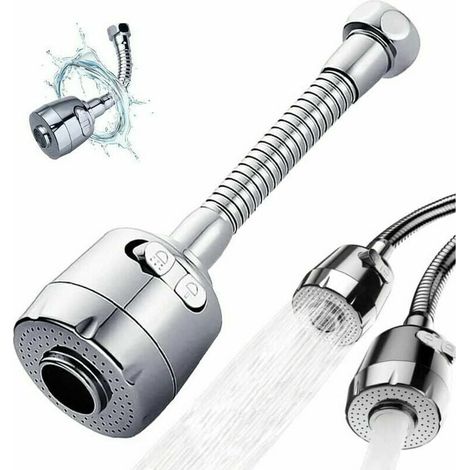Boquilla para grifo, extensor de grifo de cocina, aireador de grifo, extensor de cabezal de rociado giratorio, espumador, extensor de grifo giratorio de 360°, modo espuma y lluvia, 17 cm (1/5)