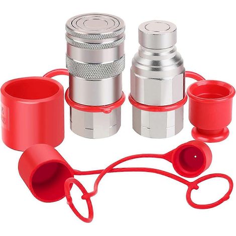 Coupleurs hydrauliques pour chargeuse compacte NPT 1/2 pouce, avec 2 capuchons anti-poussière -- (1/5)