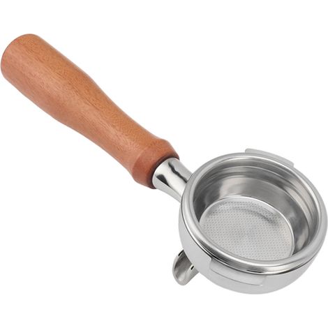58-mm-Kaffeefilter aus Edelstahl mit 2 herausnehmbaren Haltern, Holzgriff und Doppelauslauf für Nuova Kaffeemaschinen (Modell 4) (1/5)