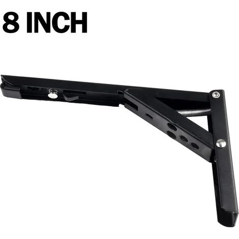 Supports d'angle triangulaires pliables et réglables (8 pouces) pour fixation murale, bancs, tables, étagères et meubles - Quincaillerie de support robuste (1/5)