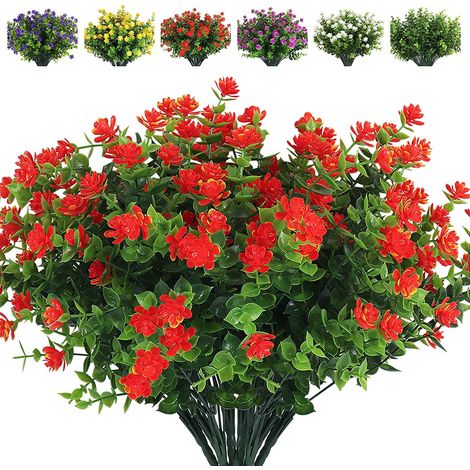 Fleurs Artificielles Extérieures - Lotus Faux - Résistant Aux UV - Hauteur 35 Cm - Pour Jardin Terrasse Porche Intérieur - 8 Bouquets (1/5)