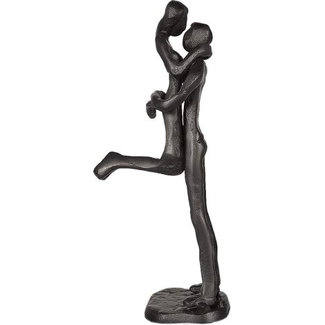 Statuette Couple en Fer, Sculpture Amour Passionné, Décoration Maison & Bureau, Sauter et S'embrasser, Idée Cadeau Romantique (1/5)