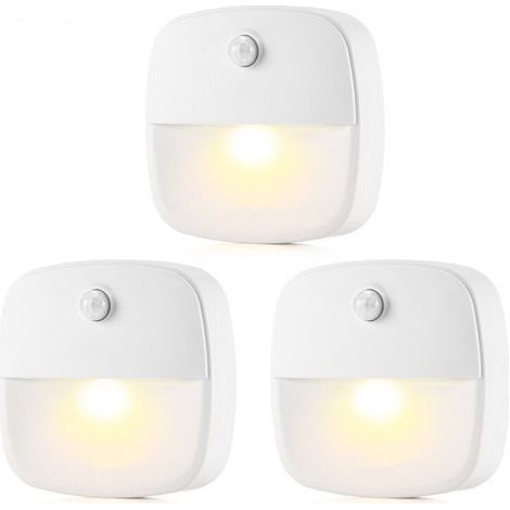 Lumiere Détecteur de Mouvement Interieur, Lampe Detecteur de Mouvement Pile, Veilleuse LED automatiquel pour Chambre, Cuisine, Couloir, Escalier, Coffre-fort (Blanc Chaud, Paquet de 3)
