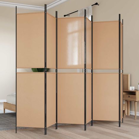 vidaXL 6-Panel Room Divider Beige 300 x 200 cm Fabric