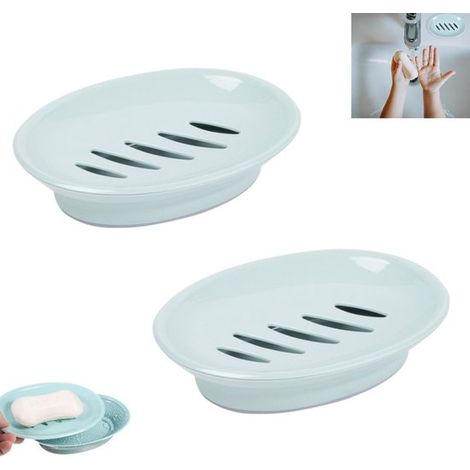 Lot de 2 - Porte-savon avec égouttoir - étanche pour les voyages - Porte-savon avec couvercle et égouttoir - Articles de toilette essentiels - Distributeur de liquide vaisselle portable - Porte-savon (1/5)