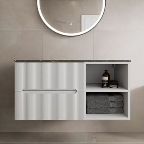 1000mm Bathroom Vanity Unit Countertop Wall Hung Drawer Units & Shelves White (1/5)