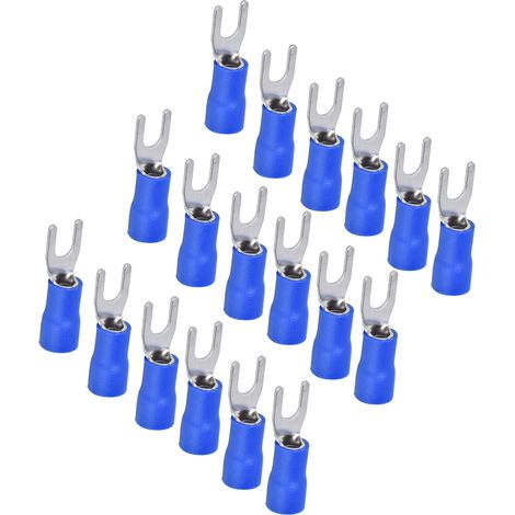 Connecteur de câble à fourche bleu isolé SV3.5-4, borne de sertissage en U pour fil électrique 14-12AWG, lot de 50 pièces. (1/5)