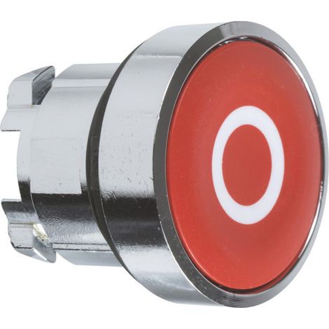 Tête de bouton poussoir diamètre 22 affleurant rouge "O" garniture en métal blanc (1/2)