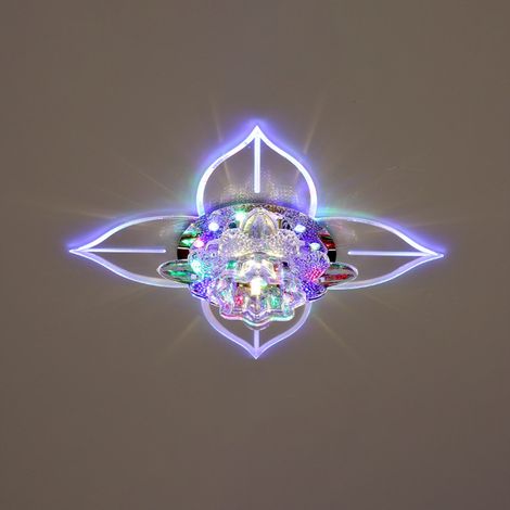 Plafonnier LED Cristal – Forme Fleur – 9W – Encastré– Pour Couloir, Chambre, Salle à Manger, Cuisine – Luminaire Plafond-Lumière colorée