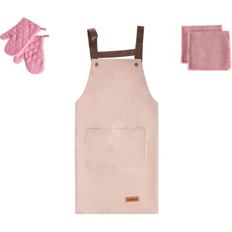 Set da cucina Grembiule Guanti da forno Panni da cucina rosa Raphanus