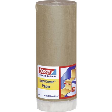 Tesa – Papier de masquage Easy Cover® 43640000201 – Marron clair – 25 m x 30 cm – Résistant aux UV – Pour surfaces lisses et légèrement structurées - CM 1 PC