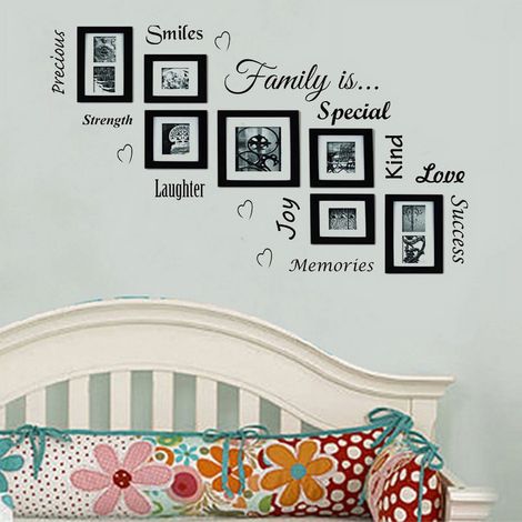Cadre Photo Mural - Autocollant Mur PVC 3D pour Photo Famille - Décoration Intérieure Salon Chambre Couloir - 160 x 30 cm - 1 Pièce (1/5)