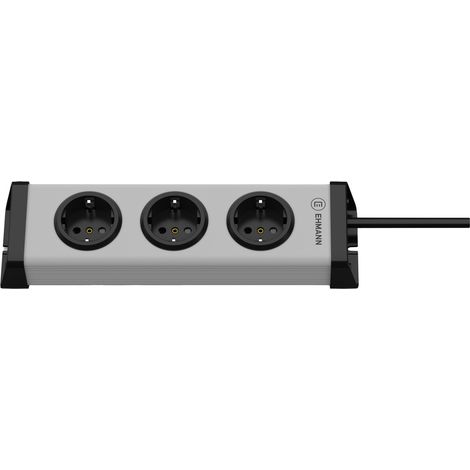 Ehmann 0200x00032303 Steckdosenleiste ohne Schalter  Silber, Schwarz Schutzkontakt 1 St. (1/3)