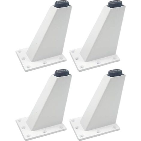 Un ensemble de 4 pieds de meubles, en alliage d'aluminium, pieds de meubles de cuisine triangulaires réglables, faciles à installer, beaux et élégants, disponibles en noir et blanc (blanc 10 cm). (1/4)