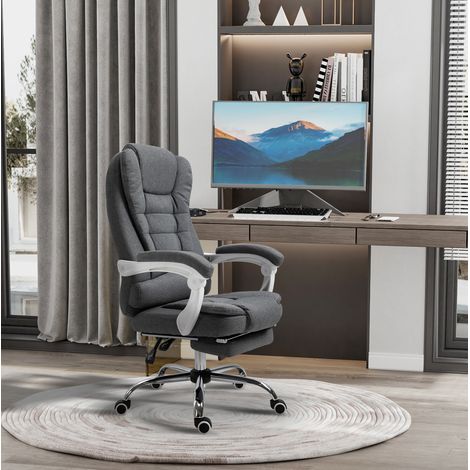 Silla de oficina 65x70x110-118 cm gris de hierro con reposapiés plegable y respaldo reclinable (1/5)