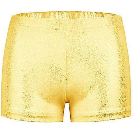 Short de gymnastique de haute qualité pour filles, aux couleurs vives, idéal pour le ballet, la gymnastique et l'entraînement de danse (Gold 160) (1/5)